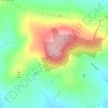 Kilmichael Hill topographic map, elevation, terrain