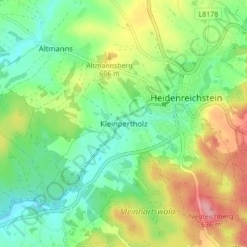Kleinpertholz topographic map, elevation, terrain