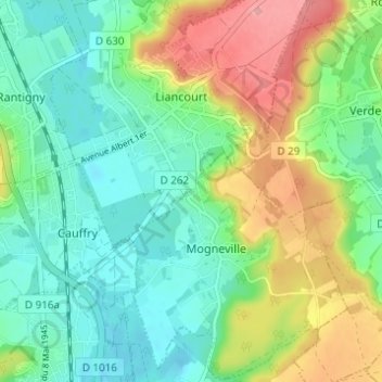 Mognevillette topographic map, elevation, terrain
