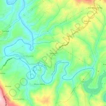 Mucelão topographic map, elevation, terrain