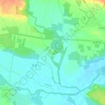 Alzeau topographic map, elevation, terrain