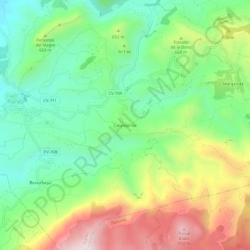 Catamarruc topographic map, elevation, terrain