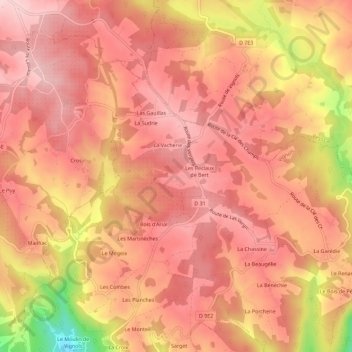 Le Bert topographic map, elevation, terrain