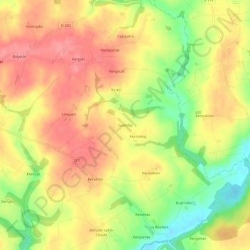 Grainfay topographic map, elevation, terrain
