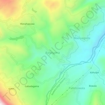 Pallegama topographic map, elevation, terrain