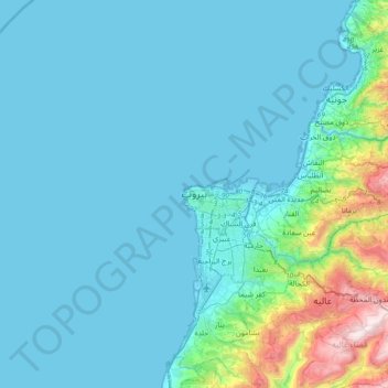 Beirut topographic map, elevation, terrain