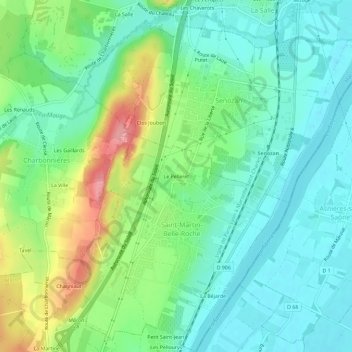 Le Pelleret topographic map, elevation, terrain