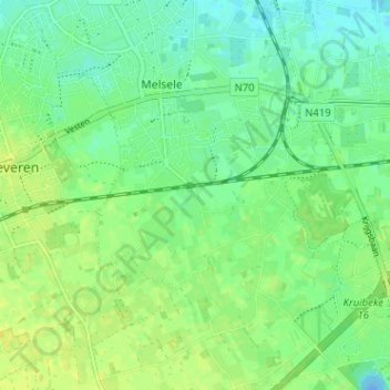 Beekmolen topographic map, elevation, terrain