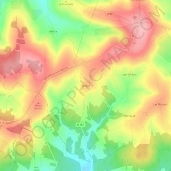 Ravière topographic map, elevation, terrain