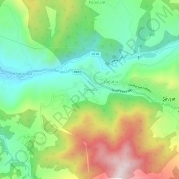 Elmalı topographic map, elevation, terrain