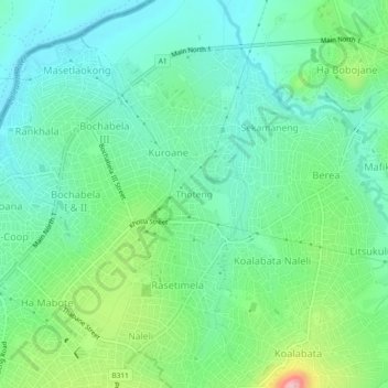 Thoteng topographic map, elevation, terrain