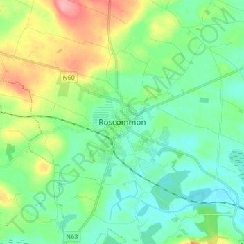 Roscommon topographic map, elevation, terrain