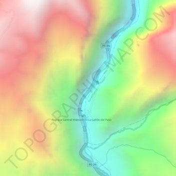Cañón del Pato topographic map, elevation, terrain