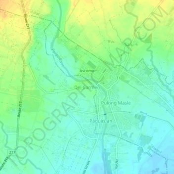 Del Carmen topographic map, elevation, terrain