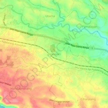 Dewasari topographic map, elevation, terrain
