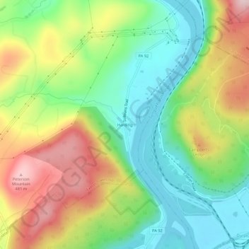 Harding topographic map, elevation, terrain