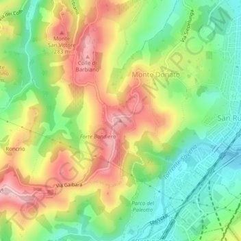 Monte Donato topographic map, elevation, terrain