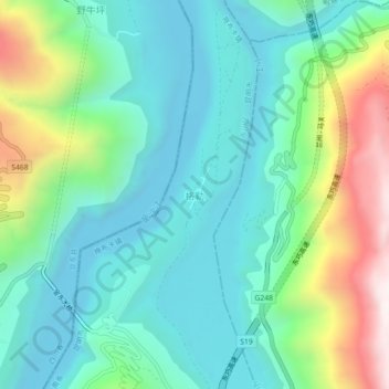 格勒 topographic map, elevation, terrain