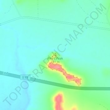 Pike's Peak topographic map, elevation, terrain