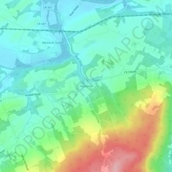 Neshanic topographic map, elevation, terrain