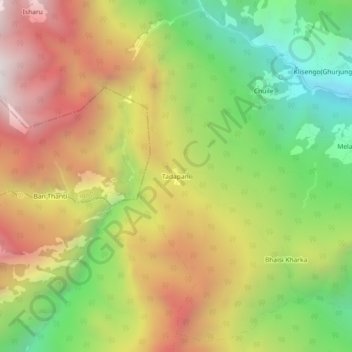 Tadapani topographic map, elevation, terrain