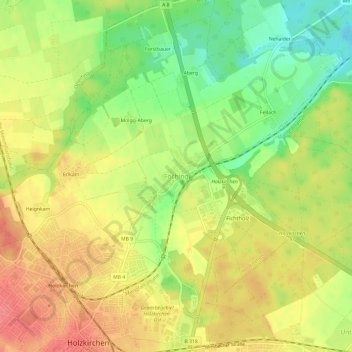 Föching topographic map, elevation, terrain