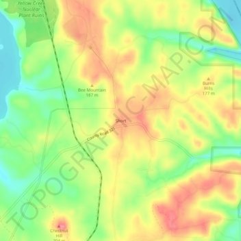 Short topographic map, elevation, terrain