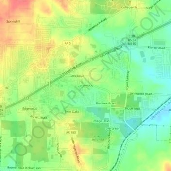Careywood topographic map, elevation, terrain