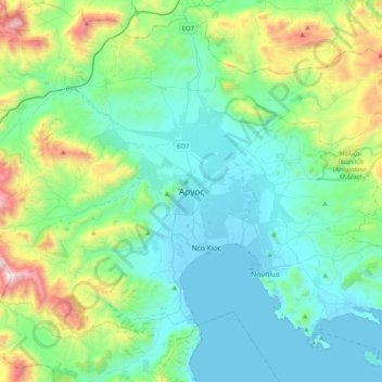 Άργος topographic map, elevation, terrain