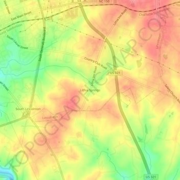 Lithia Springs topographic map, elevation, terrain