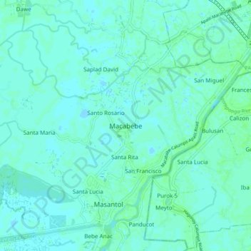 Macabebe topographic map, elevation, terrain