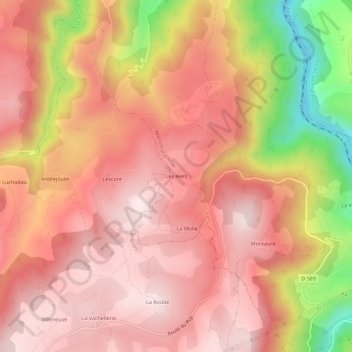 Les Hers topographic map, elevation, terrain