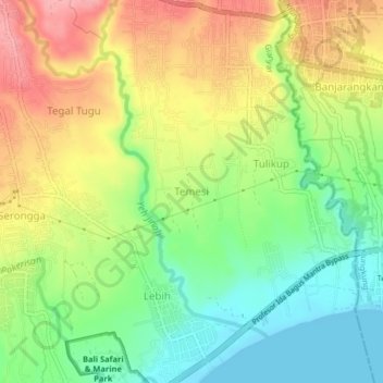 Temesi topographic map, elevation, terrain