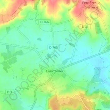Le Moulin topographic map, elevation, terrain