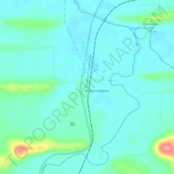 Hodgen topographic map, elevation, terrain