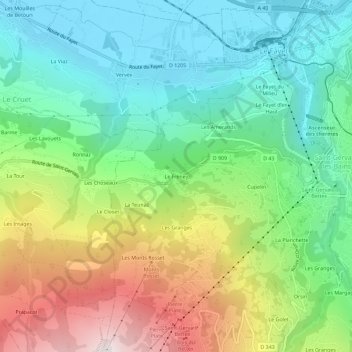 Le Fréney topographic map, elevation, terrain