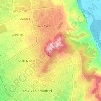 Rivas topographic map, elevation, terrain