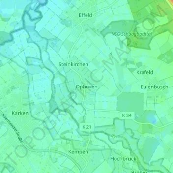 Ophoven topographic map, elevation, terrain