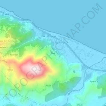 Thoussal topographic map, elevation, terrain
