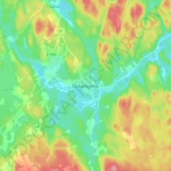 Österbymo topographic map, elevation, terrain