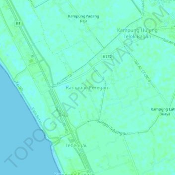 Kampung Peregam topographic map, elevation, terrain
