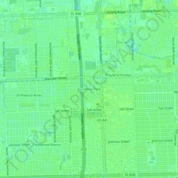 Sunshine Park topographic map, elevation, terrain
