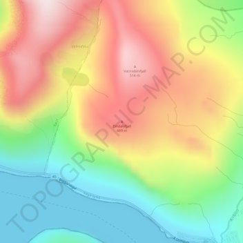 Eindalsfjall topographic map, elevation, terrain