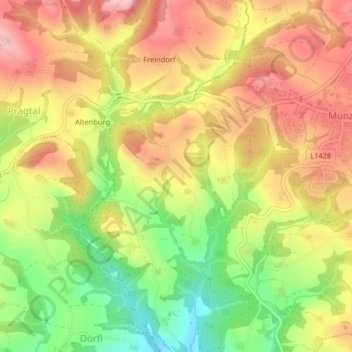 Priehetsberg topographic map, elevation, terrain