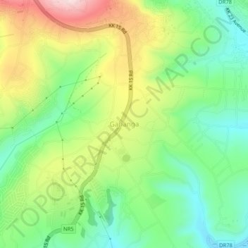 Gahanga topographic map, elevation, terrain