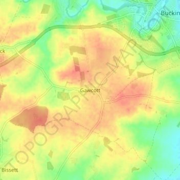 Gawcott topographic map, elevation, terrain