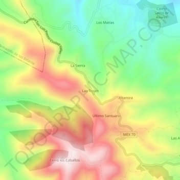 Las Trojes topographic map, elevation, terrain