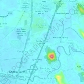 Kampung Alor Rambai topographic map, elevation, terrain