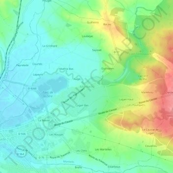 Monteils topographic map, elevation, terrain