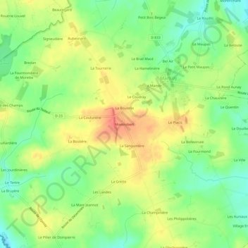 Montrobert topographic map, elevation, terrain